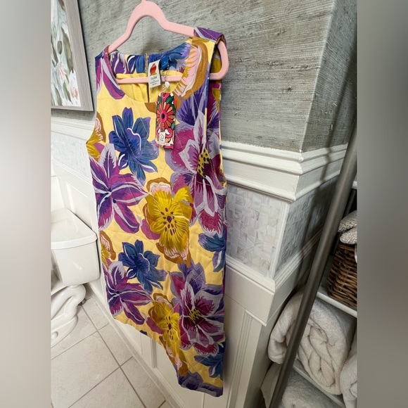 NWT new XL FARM Rio Anthropologie quilted shift dress sleeveless floral yellow - Picture 9 of 17